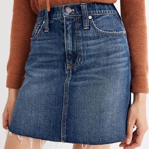 Madewell Rigid Denim Straight Mini Skirt: Reworked Edition Size 25.Waist 14"Le - Picture 1 of 10
